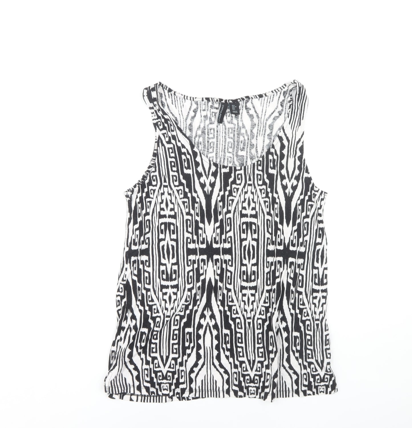 Cynthia Rowley Women's Black White Geometric Tank L
