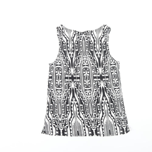 Cynthia Rowley Women's Black White Geometric Tank L