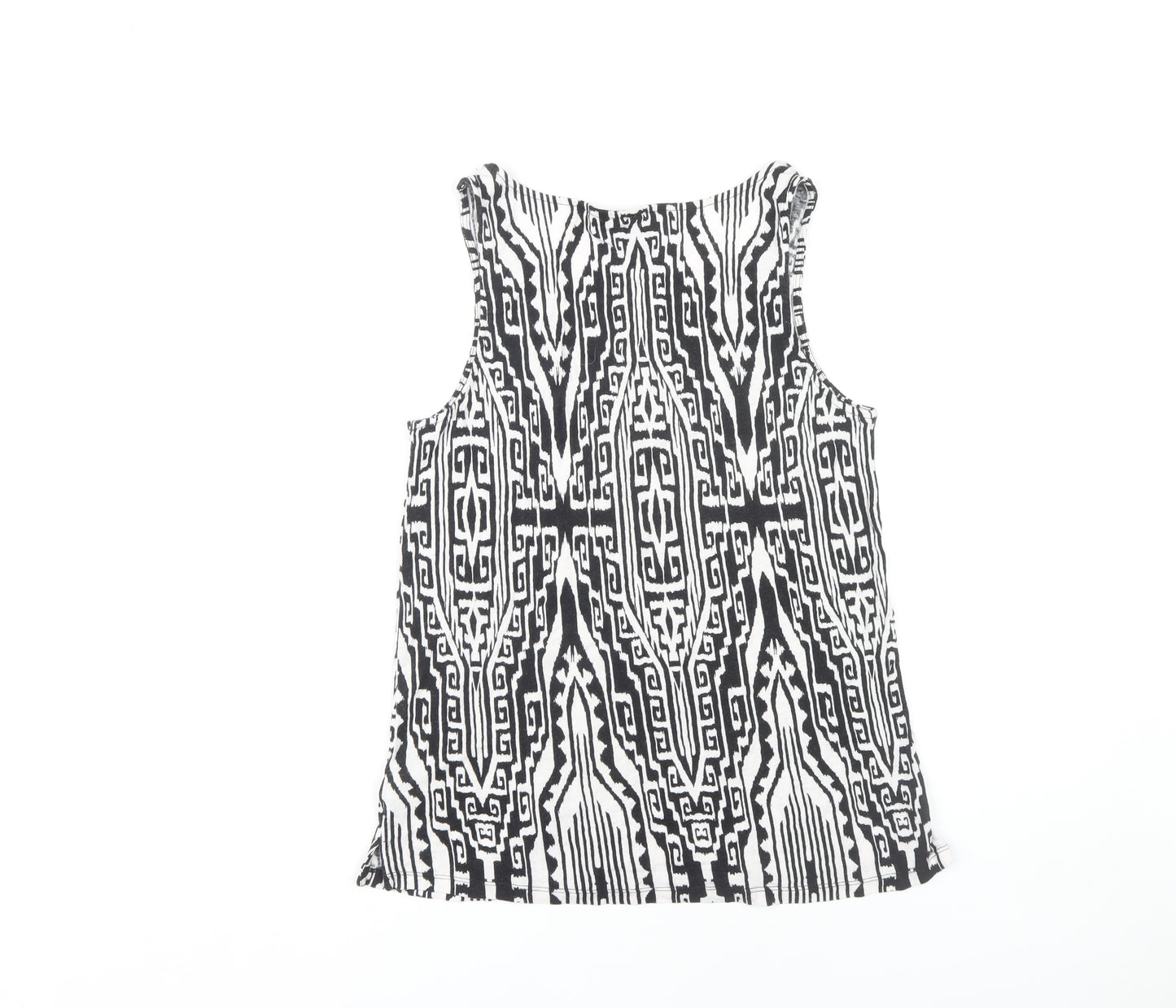 Cynthia Rowley Women's Black White Geometric Tank L