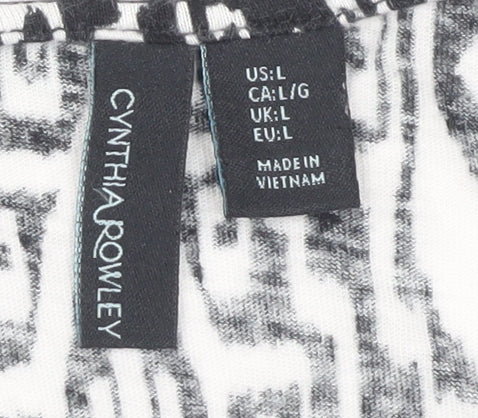 Cynthia Rowley Women's Black White Geometric Tank L