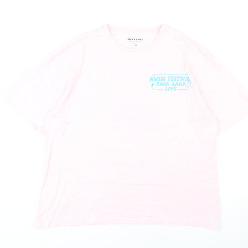 Jack & Jones Men's Pink Graphic Print XL T-Shirt