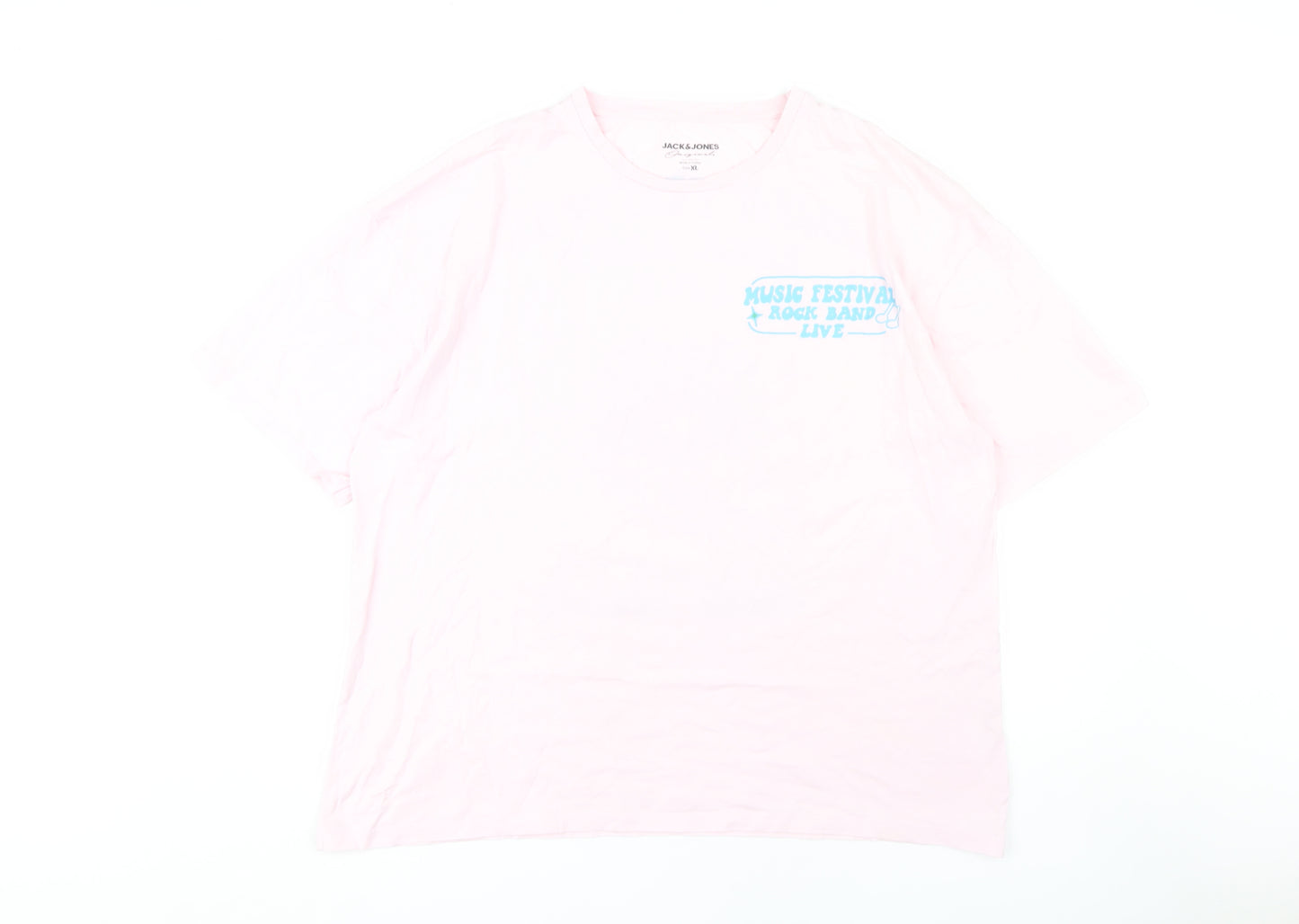 Jack & Jones Men's Pink Graphic Print XL T-Shirt