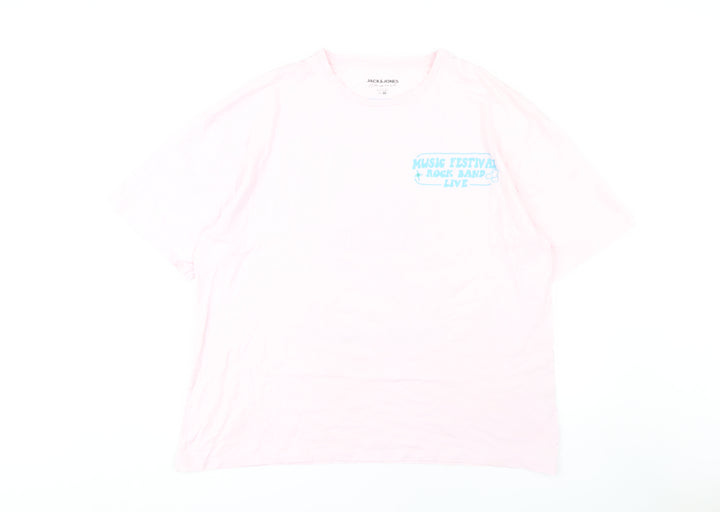 Jack & Jones Men's Pink Graphic Print XL T-Shirt