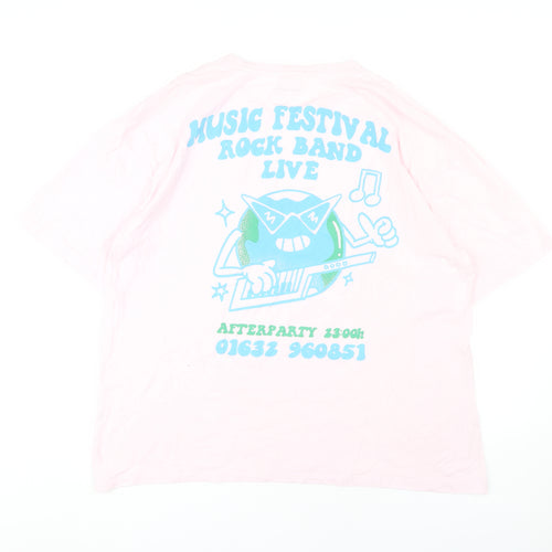 Jack & Jones Men's Pink Graphic Print XL T-Shirt