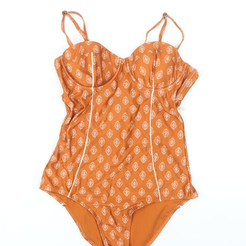 2Chillies Women’s Orange Floral One Piece Swimsuit Size 12