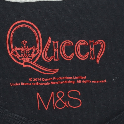 Marks and Spencer Queen Graphic T-Shirt, Black, L, Music Style