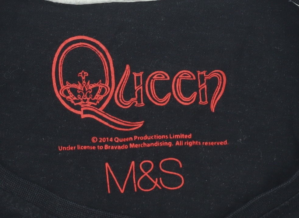 Marks and Spencer Queen Graphic T-Shirt, Black, L, Music Style