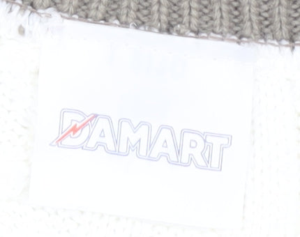 Damart Women's White V-Neck Cable-Knit Jumper Size 12/14