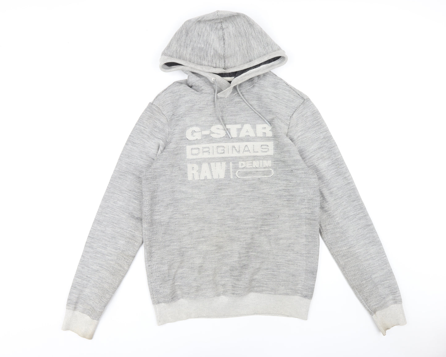 G-Star RAW Men’s Grey Pullover Hoodie, S, Logo, Hooded