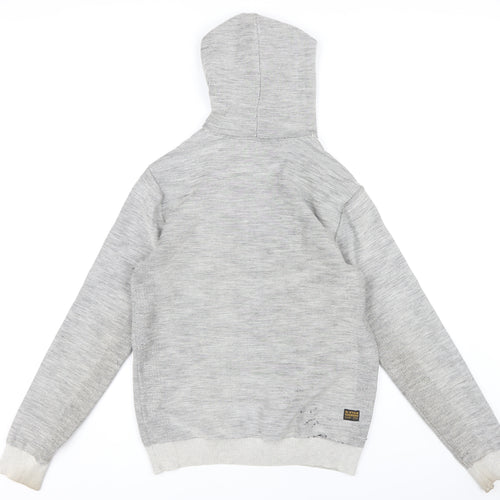 G-Star RAW Men’s Grey Pullover Hoodie, S, Logo, Hooded