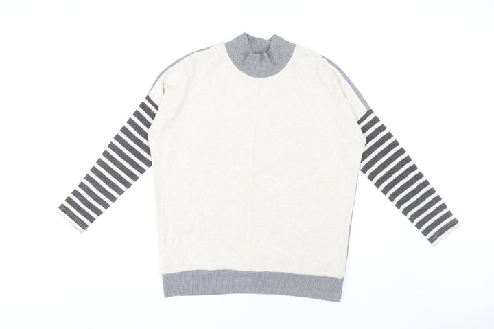 Next Women's Grey Striped Pullover Jumper Size S