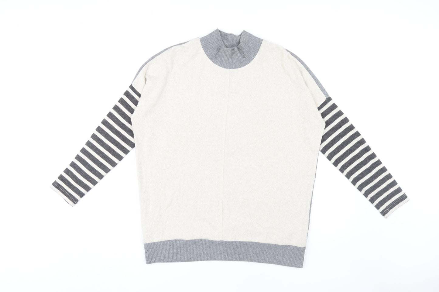 Next Women's Grey Striped Pullover Jumper Size S