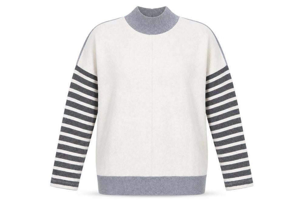 Front view of Next Women's Grey Striped jumper, size S