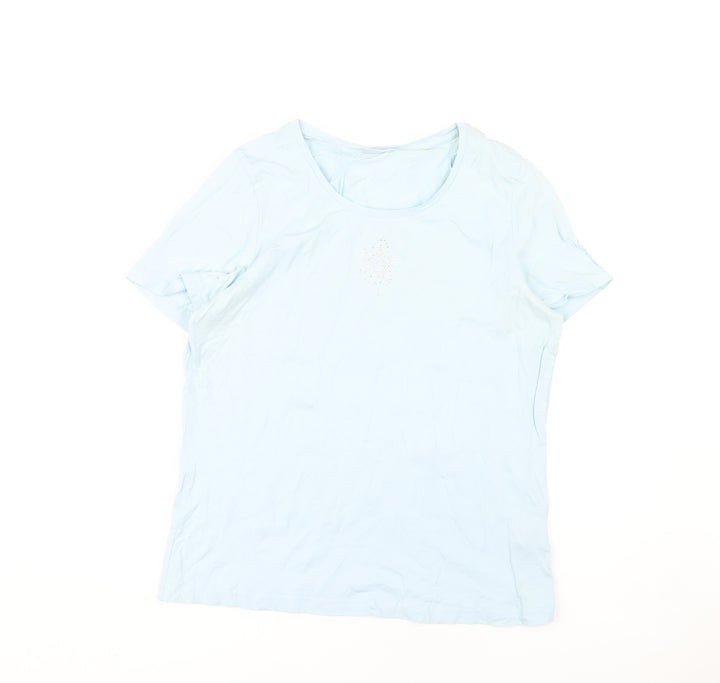 Damart Women's Blue Cotton T-Shirt, Size 14