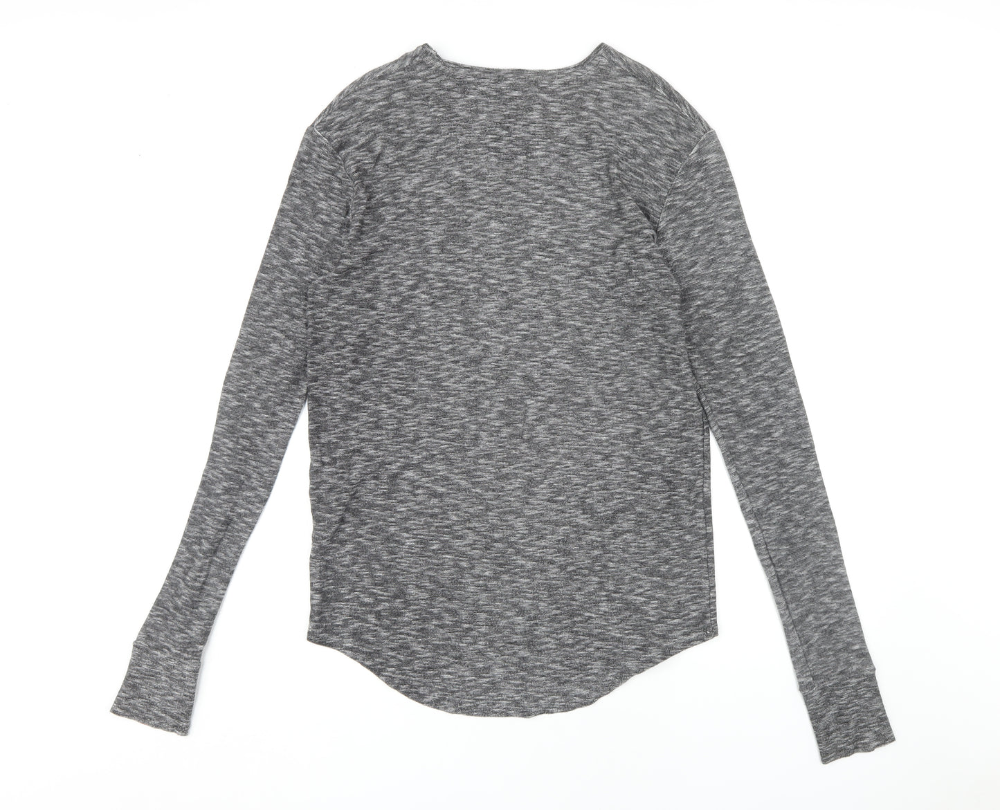 SikSilk Men's Grey Long Sleeve Logo T-Shirt, Medium
