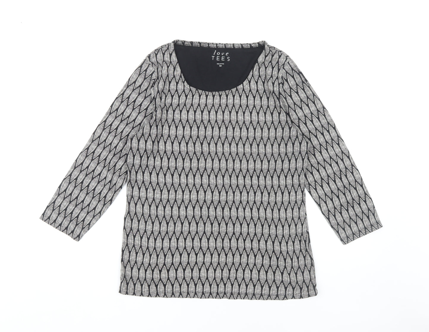 love TEES Women's Black Geometric Top Size 14
