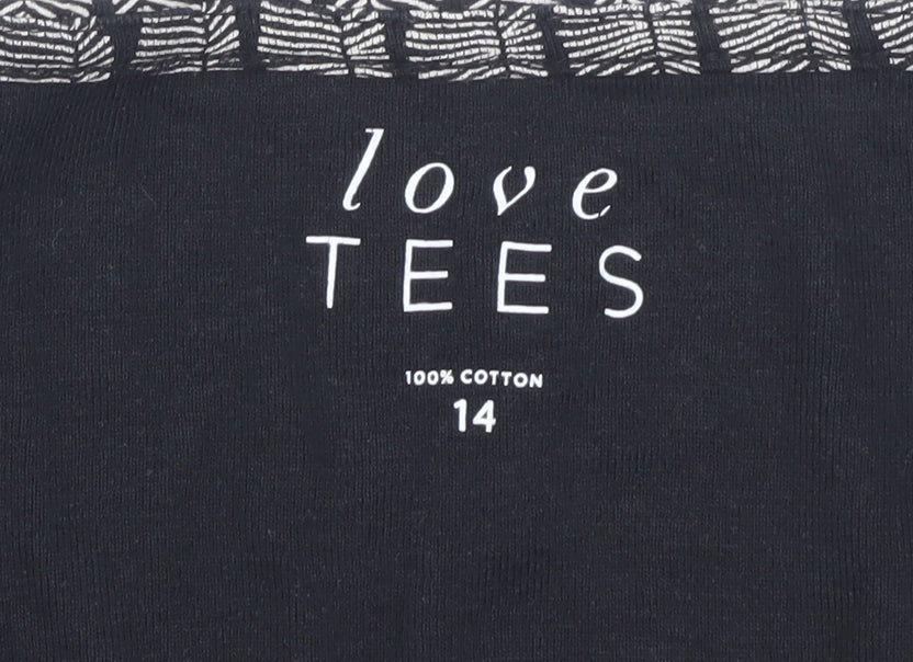 love TEES Women's Black Geometric Top Size 14