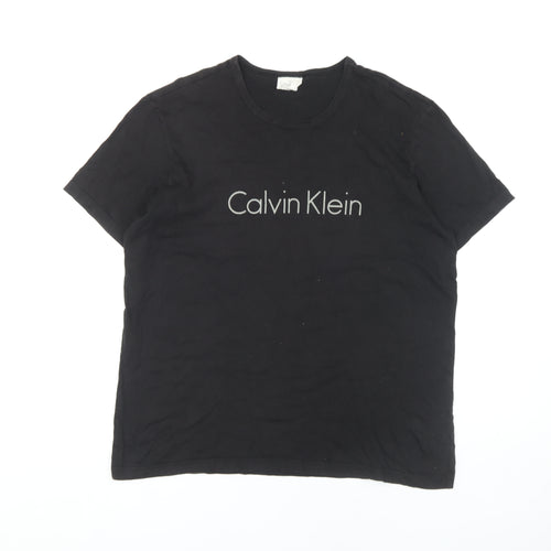 Calvin Klein Men's Black L T-Shirt, Cotton Crew Neck