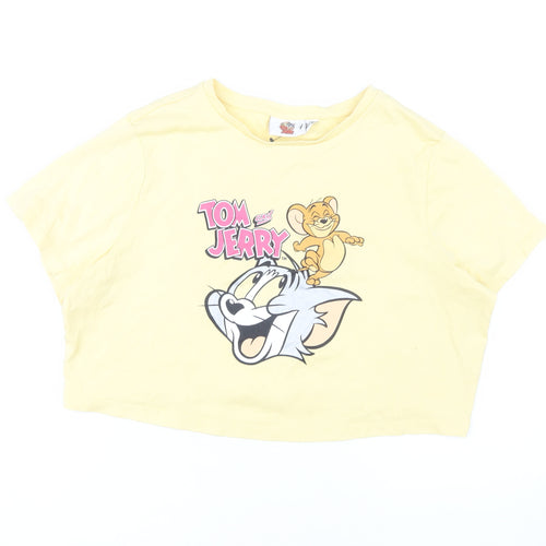 Tom & Jerry Women's Yellow Cropped T-Shirt 2XL