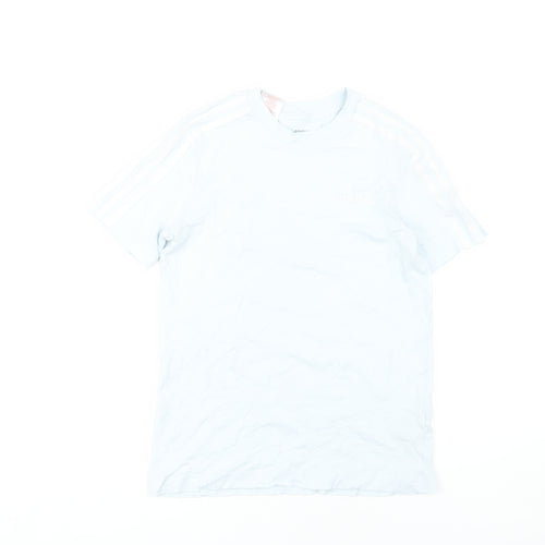 Adidas Boys White T-Shirt, Size 11-12, Casual Basic Tee