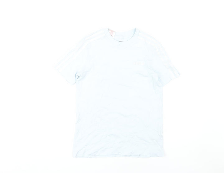 Adidas Boys White T-Shirt, Size 11-12, Casual Basic Tee