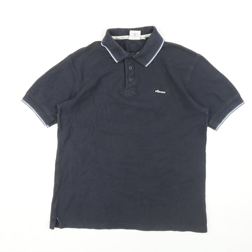 Ellesse Men's Black Polo Shirt - Medium