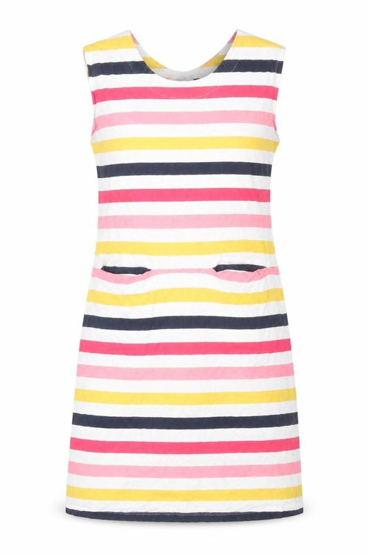 Front view of White Stuff Women's Multicoloured Striped Dress, size 10, Cotton