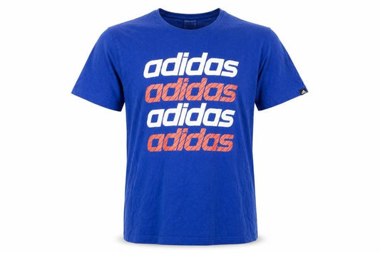 Front view of Adidas Men's Blue XL Graphic Print T-Shirt