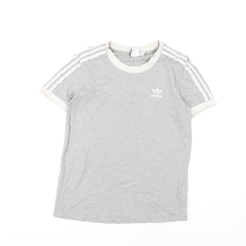 Adidas Women's Grey Ringer T-Shirt Size 10