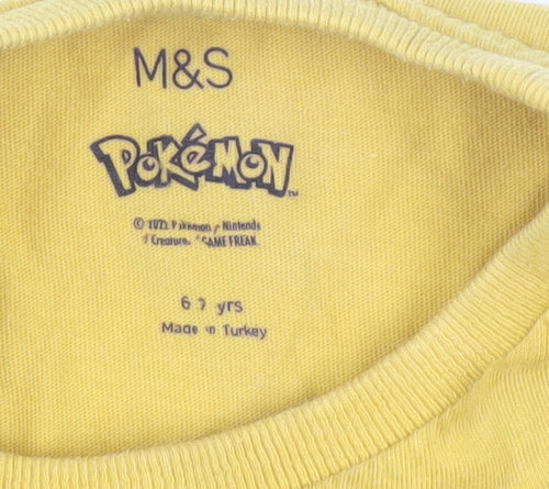 Marks and Spencer Boys Yellow Pokémon T-Shirt 6-7 Years