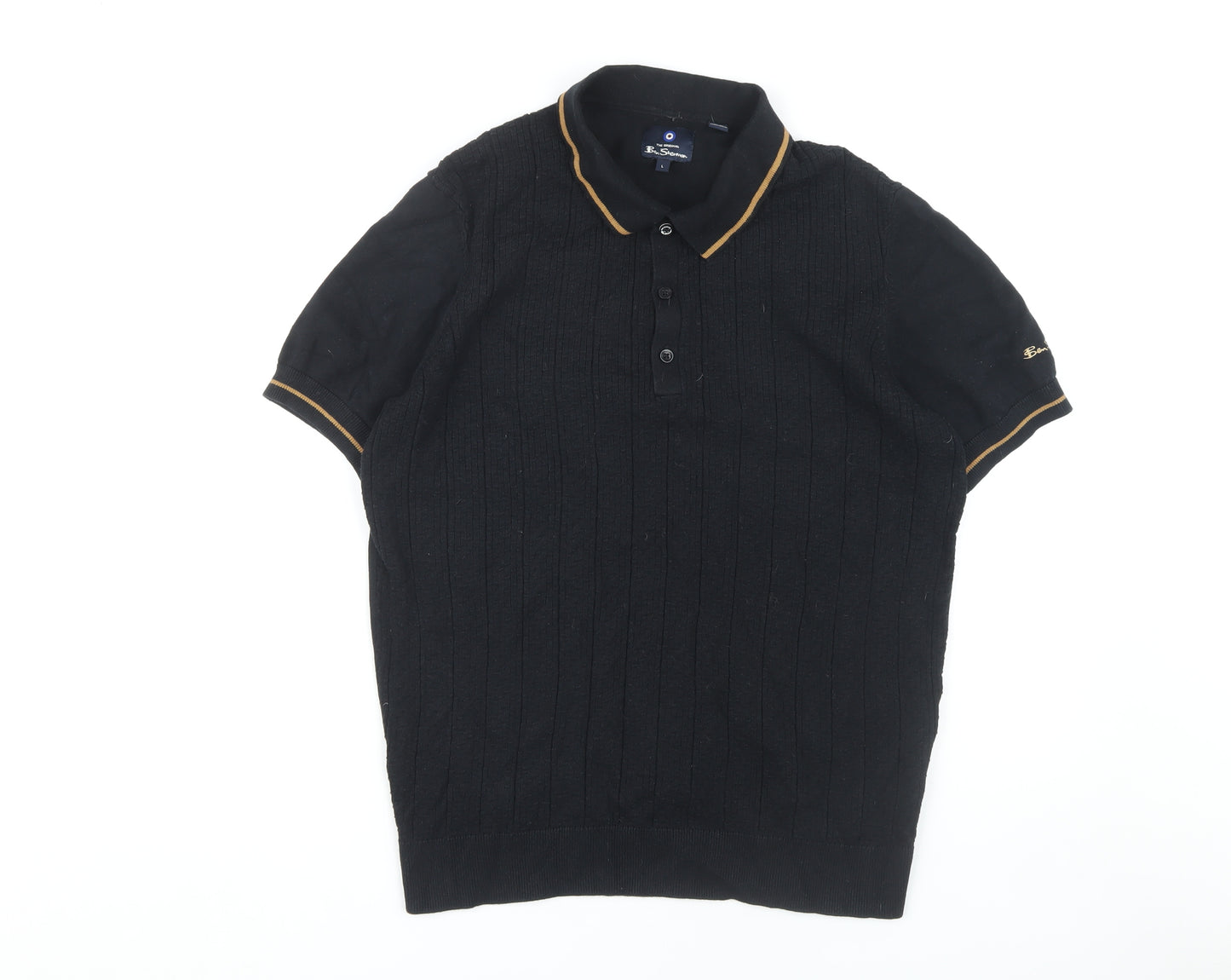 Ben Sherman Men's Black Cotton Polo Shirt L
