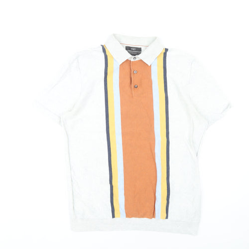 Marks and Spencer Men's Multicoloured Polo Shirt L