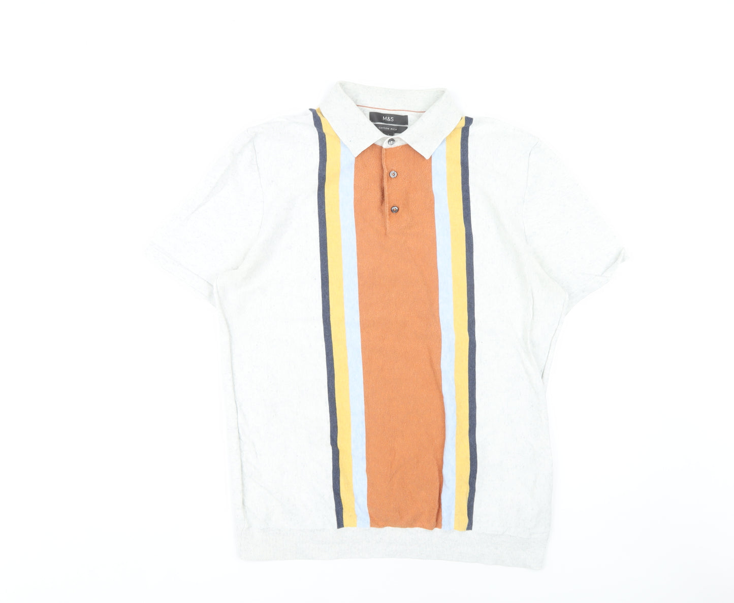 Marks and Spencer Men's Multicoloured Polo Shirt L