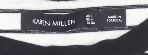 Karen Millen Women's Black/White Striped T-Shirt, Size 8, Ringer