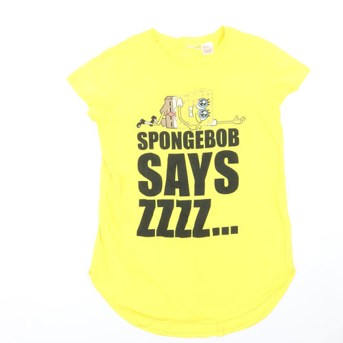 Yellow SpongeBob Short Sleeve Nightshirt, Size 12
