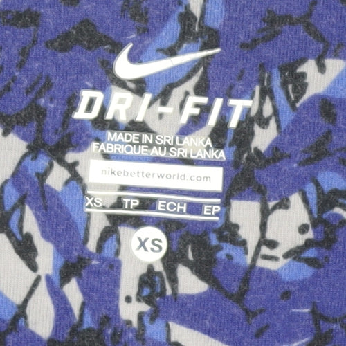 Nike Women Blue Camouflage Cropped Leggings XS
