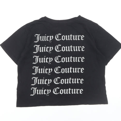 Juicy Couture Girls Black Cropped Graphic T-Shirt Size 12-13
