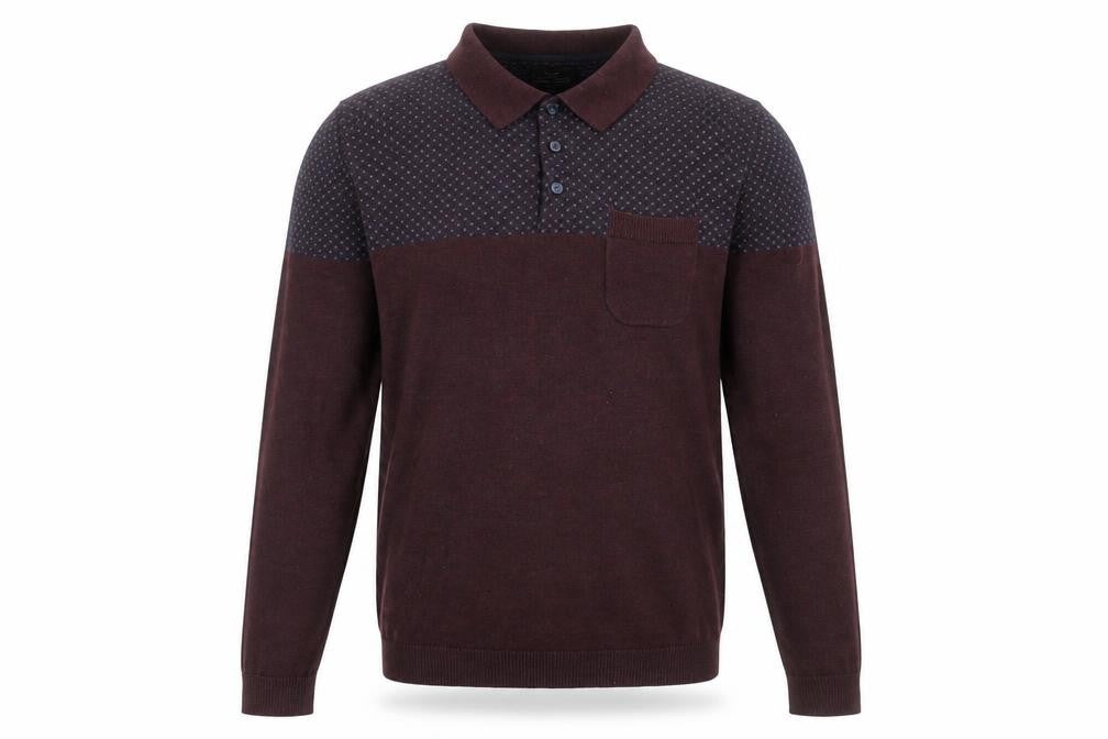 Front view of Next Men's Brown Collared XS Cotton Jumper