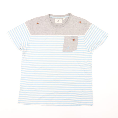 Kangol Men's Medium Grey Blue Striped T-Shirt