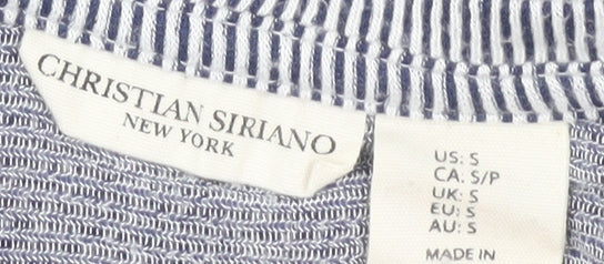 Christian Siriano Women’s Blue Striped T-Shirt, Size S
