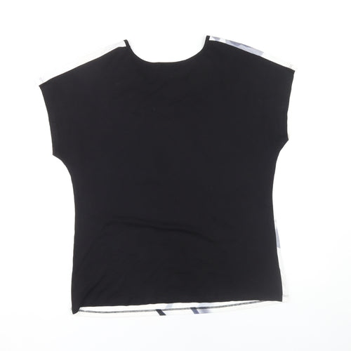 Roman Women's Floral Top, Size 12, Black/White, Cap Sleeve