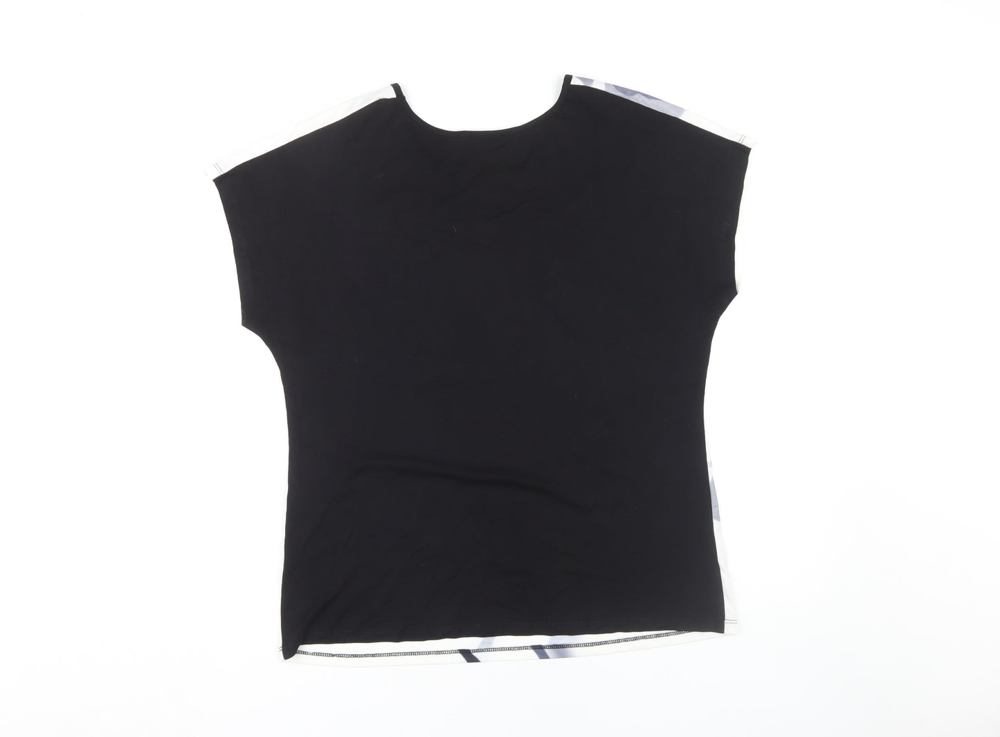 Roman Women's Floral Top, Size 12, Black/White, Cap Sleeve