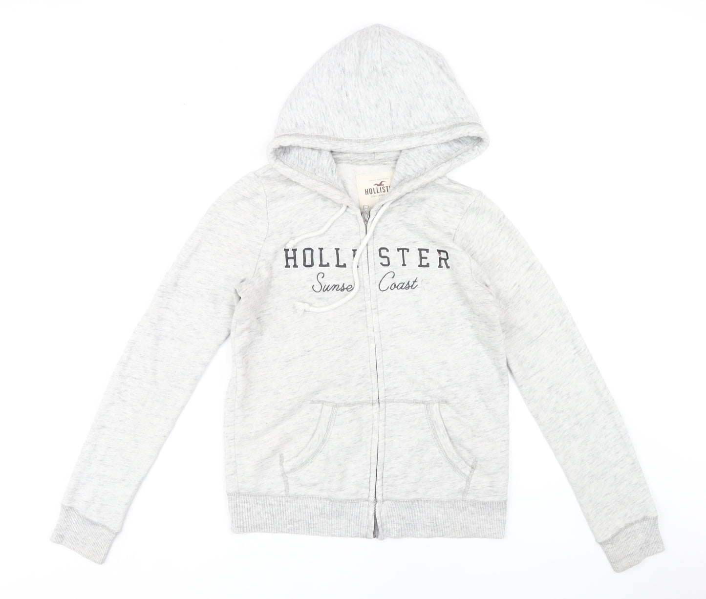 Hollister Women's Grey Full Zip Logo Hoodie S