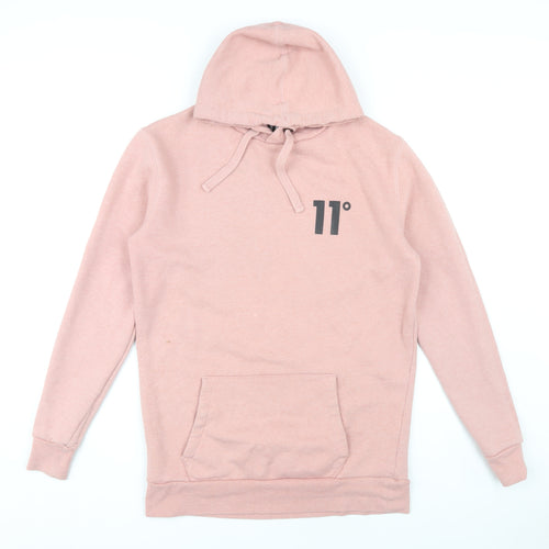 11 Degrees Men's Pink Pullover Hoodie M Logo