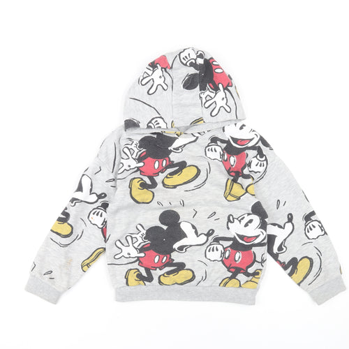 Disney Boys Grey Mickey Mouse Hoodie 6-7Y Pullover Graphic
