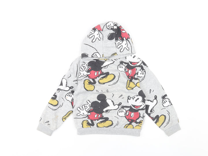 Disney Boys Grey Mickey Mouse Hoodie 6-7Y Pullover Graphic