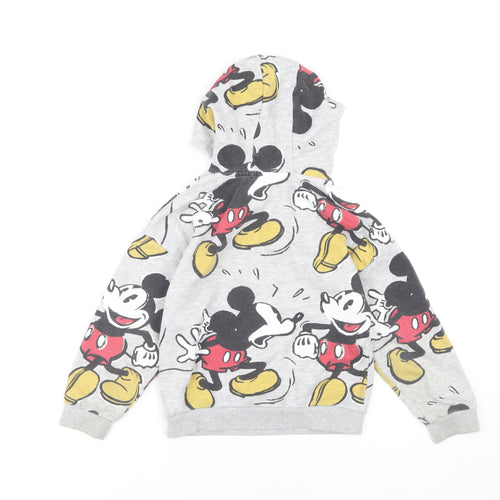 Disney Boys Grey Mickey Mouse Hoodie 6-7Y Pullover Graphic