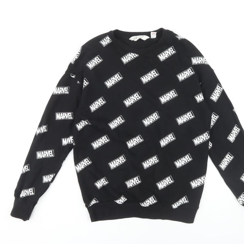 H&M Boys Black Marvel Pullover Sweatshirt 12-14 Years