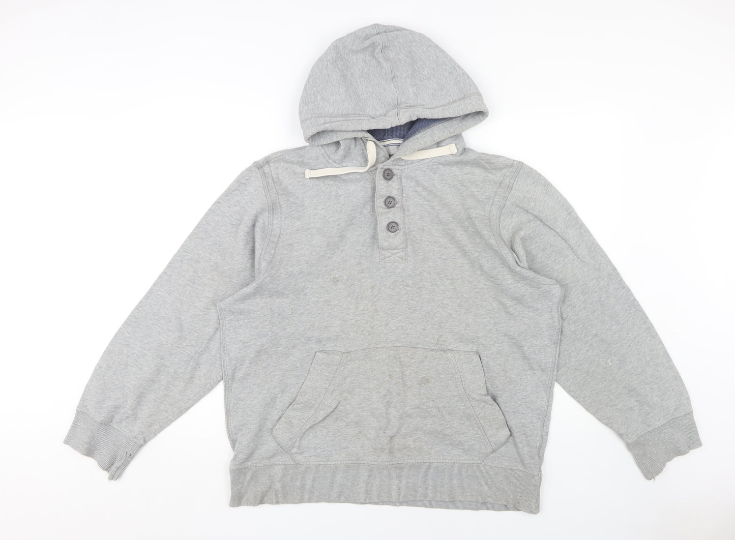 Mantaray Men's Grey Henley Hoodie, Size L