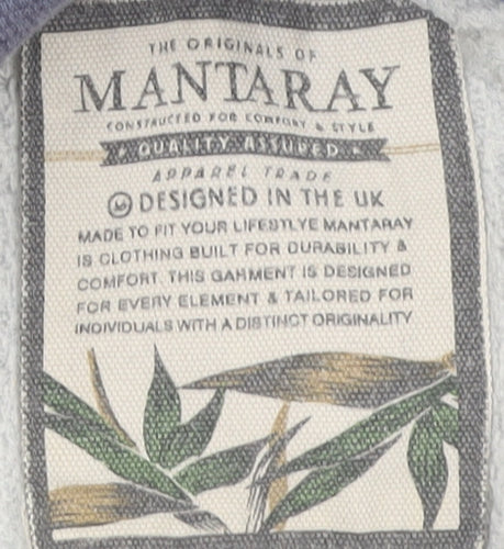 Mantaray Men's Grey Henley Hoodie, Size L